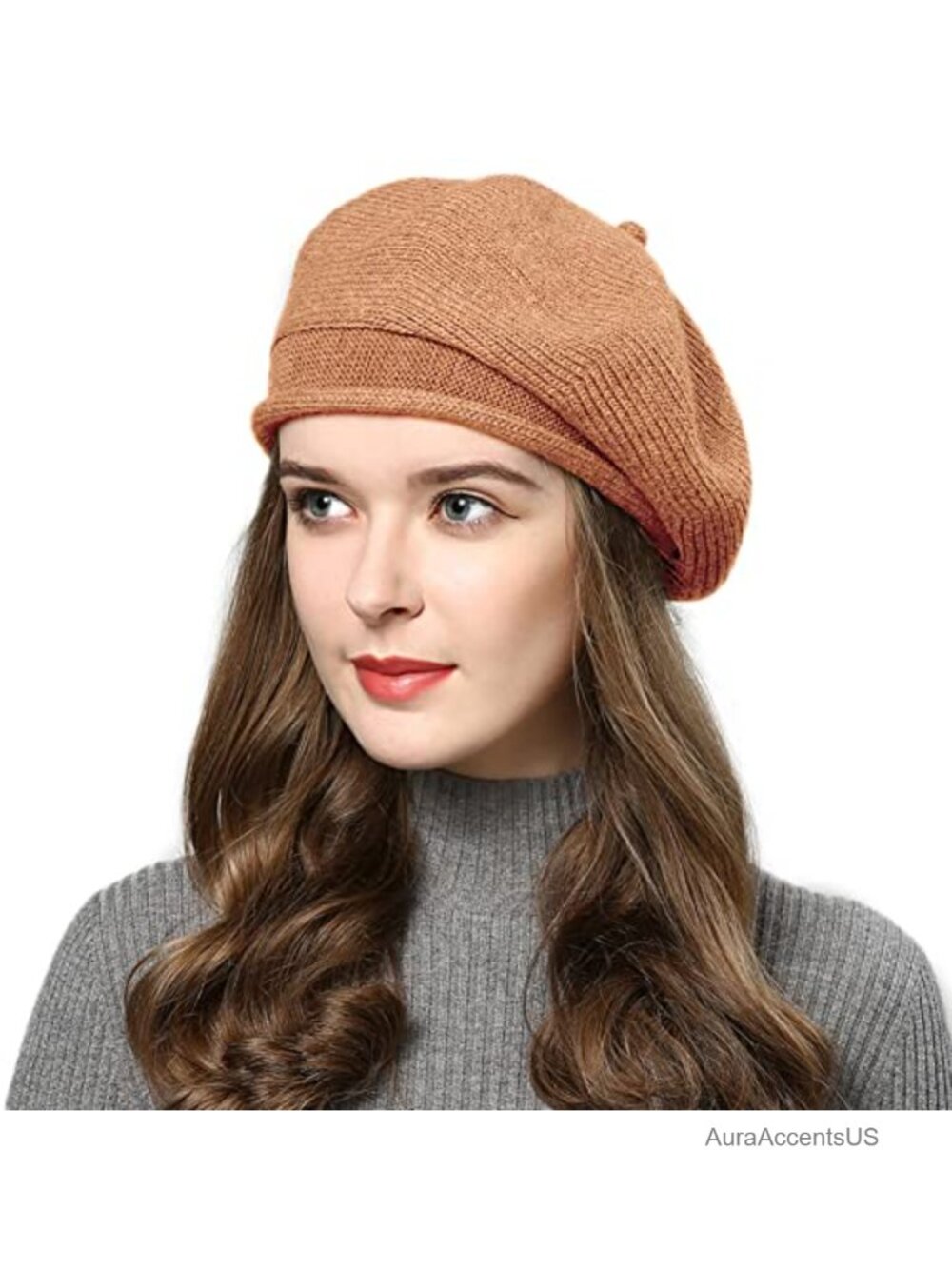 French Style Beret Hat Women Winter Knit Wool Stretchable Classic